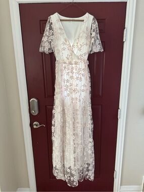 hmong modern dress Nplooj Sev Pink Floral-Light Blue (40